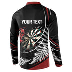 New Zealand Darts Personalised Button Sweatshirt Silver Fern Dynamic
