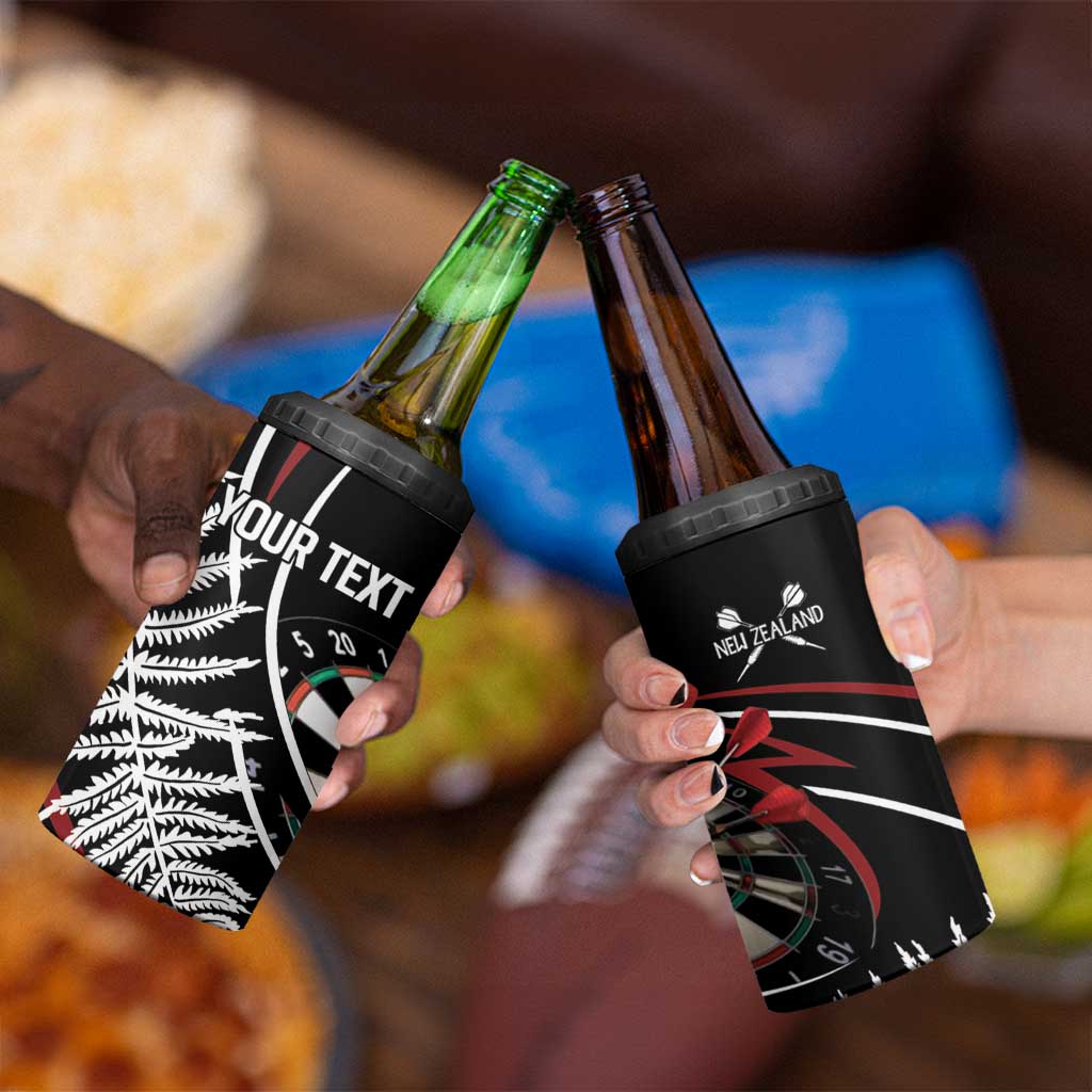 New Zealand Darts Personalised 4 in 1 Can Cooler Tumbler Silver Fern Dynamic