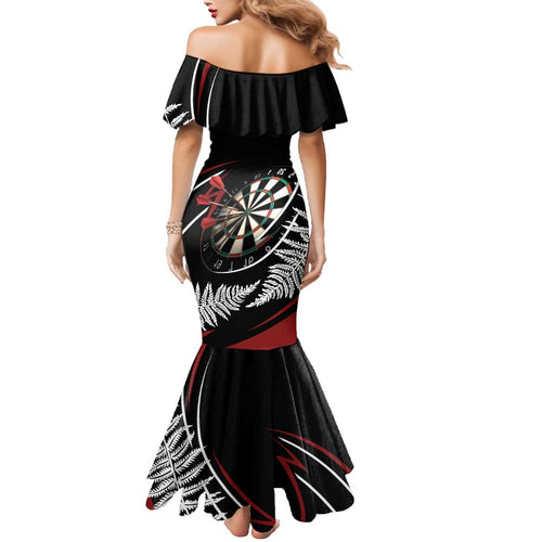 New Zealand Darts Personalised Family Matching Mermaid Dress and Hawaiian Shirt Silver Fern Dynamic