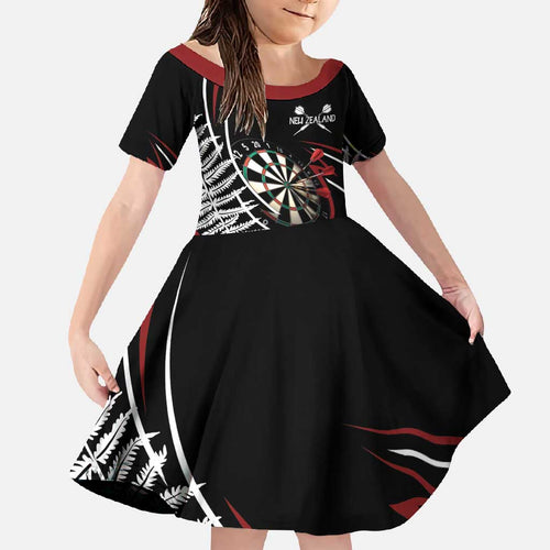 New Zealand Darts Personalised Family Matching Short Sleeve Bodycon Dress and Hawaiian Shirt Silver Fern Dynamic