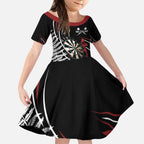 New Zealand Darts Personalised Kid Short Sleeve Dress Silver Fern Dynamic