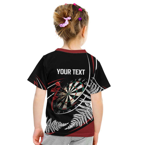New Zealand Darts Personalised Kid T Shirt Silver Fern Dynamic
