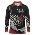 New Zealand Darts Personalised Long Sleeve Polo Shirt Silver Fern Dynamic