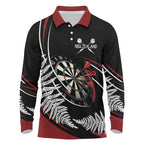 New Zealand Darts Personalised Long Sleeve Polo Shirt Silver Fern Dynamic
