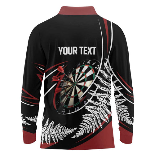 New Zealand Darts Personalised Long Sleeve Polo Shirt Silver Fern Dynamic
