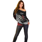 New Zealand Darts Personalised Off Shoulder Sweater Silver Fern Dynamic