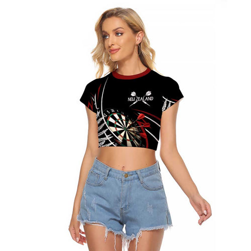 New Zealand Darts Personalised Raglan Cropped T Shirt Silver Fern Dynamic