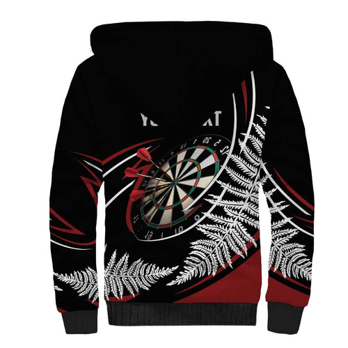 New Zealand Darts Personalised Sherpa Hoodie Silver Fern Dynamic