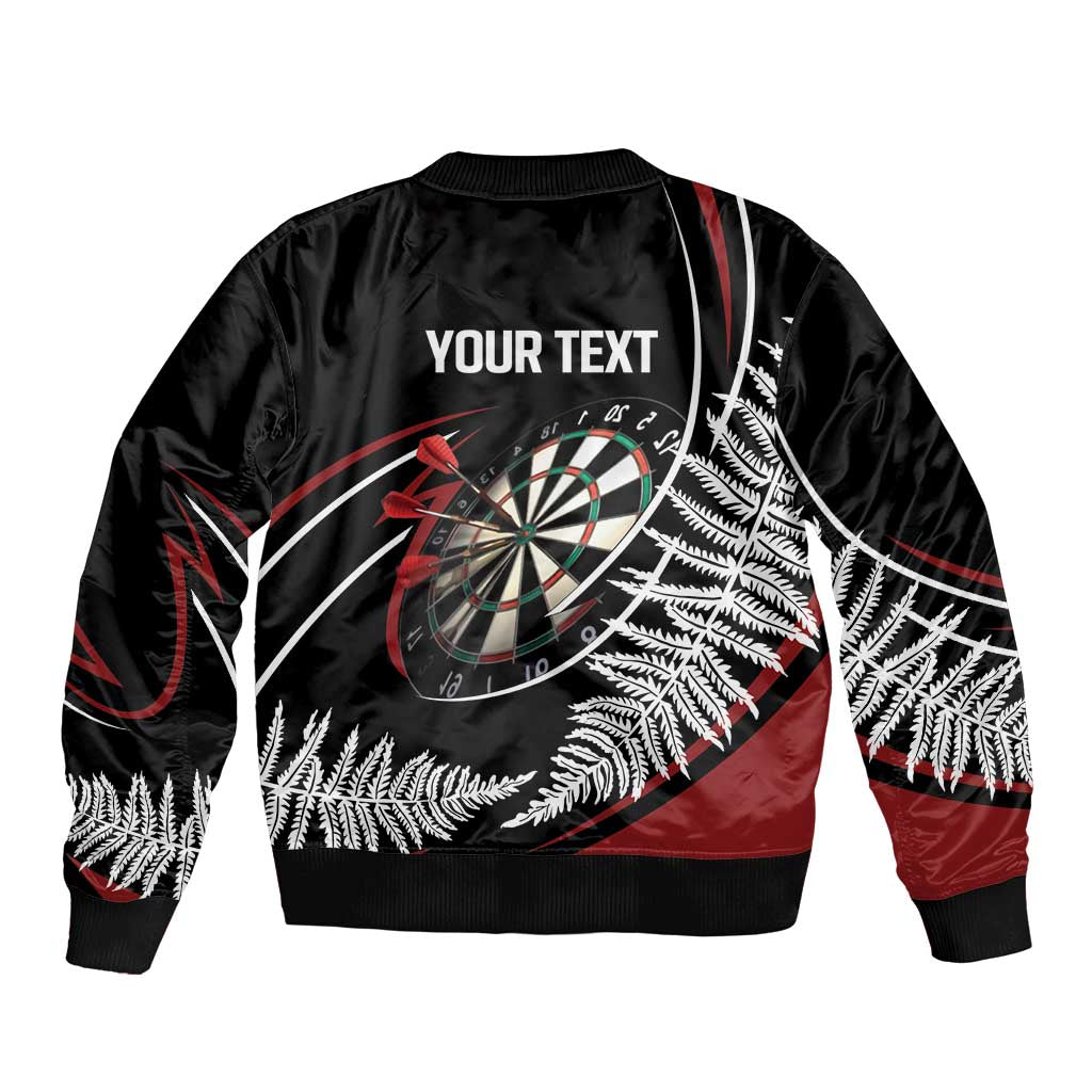 New Zealand Darts Personalised Sleeve Zip Bomber Jacket Silver Fern Dynamic