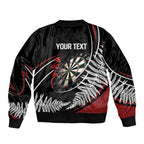 New Zealand Darts Personalised Sleeve Zip Bomber Jacket Silver Fern Dynamic