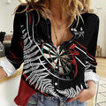 New Zealand Darts Personalised Women Casual Shirt Silver Fern Dynamic