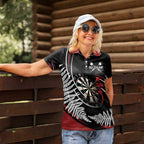 New Zealand Darts Personalised Women Polo Shirt Silver Fern Dynamic