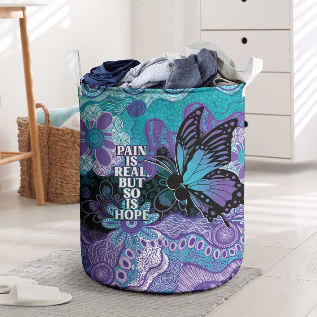 Australia Indigenous Teal Purple Contemporary Aboriginal Art Laundry Basket Hope Is Real