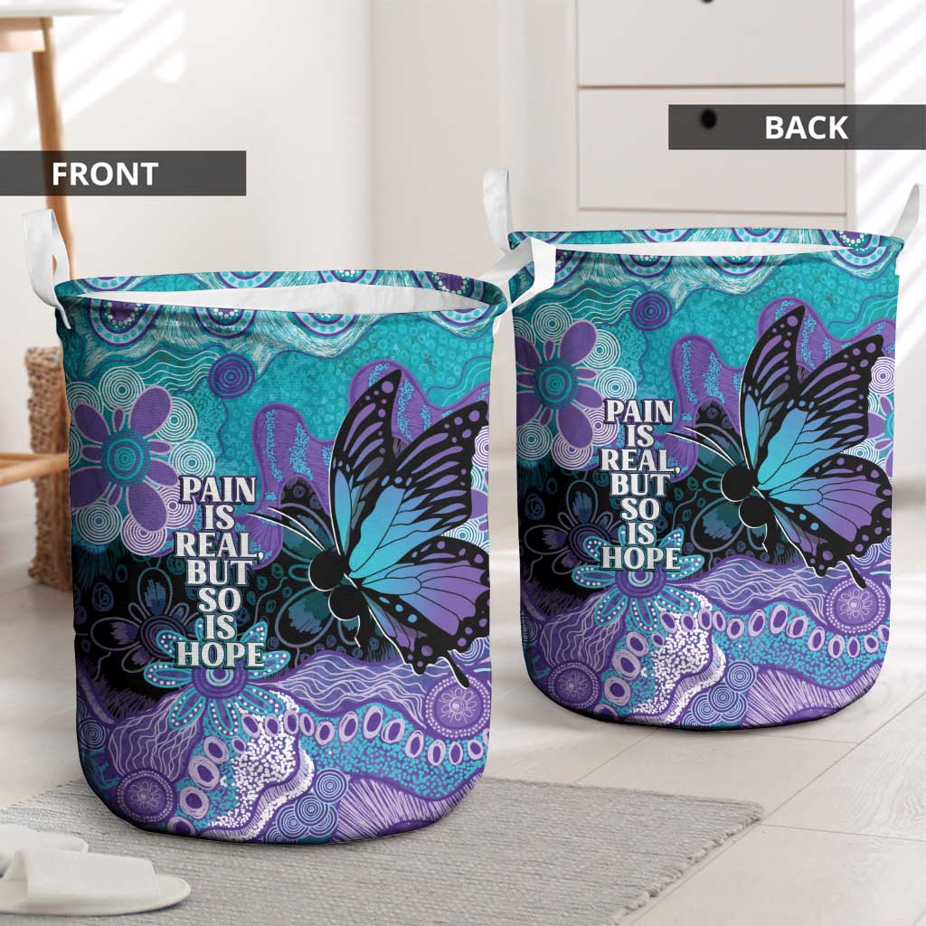 Australia Indigenous Teal Purple Contemporary Aboriginal Art Laundry Basket Hope Is Real
