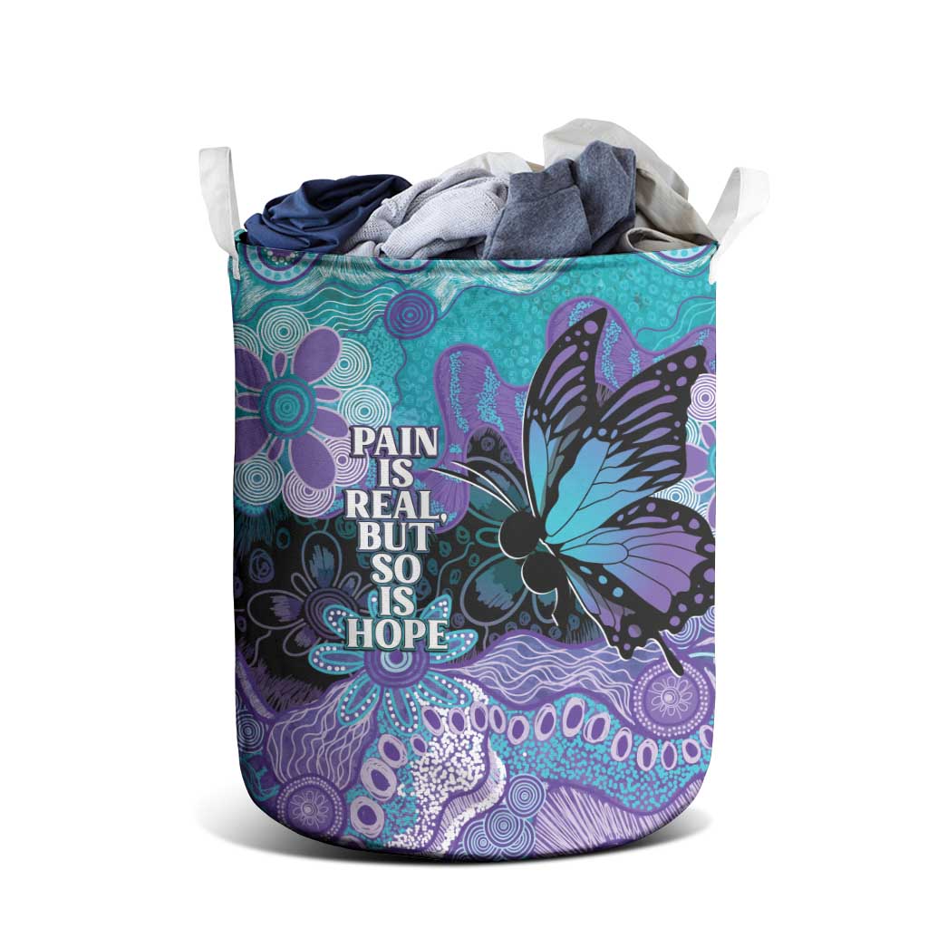 Australia Indigenous Teal Purple Contemporary Aboriginal Art Laundry Basket Hope Is Real