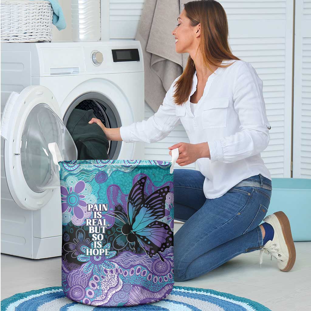 Australia Indigenous Teal Purple Contemporary Aboriginal Art Laundry Basket Hope Is Real