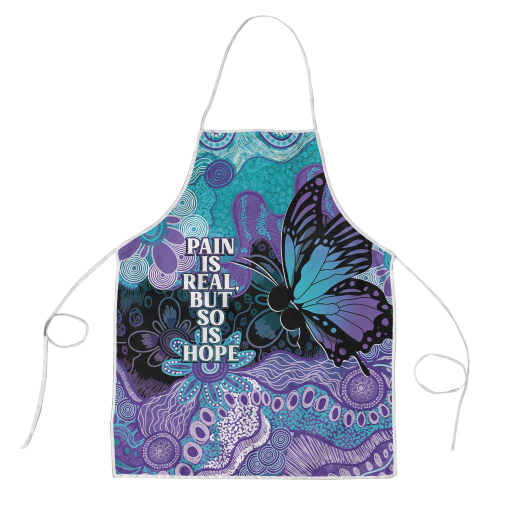 Australia Indigenous Teal Purple Contemporary Aboriginal Art Apron Hope Is Real