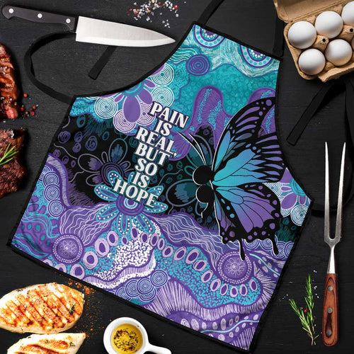 Australia Indigenous Teal Purple Contemporary Aboriginal Art Apron Hope Is Real