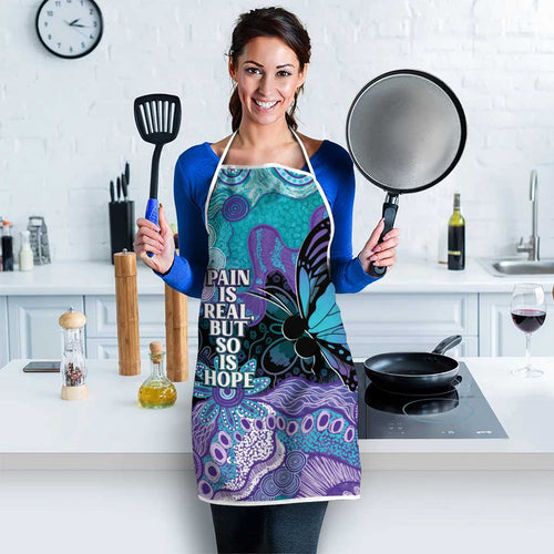 Australia Indigenous Teal Purple Contemporary Aboriginal Art Apron Hope Is Real