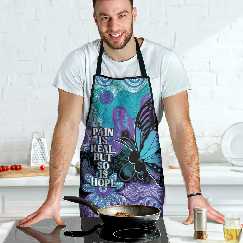 Australia Indigenous Teal Purple Contemporary Aboriginal Art Apron Hope Is Real