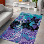 Australia Indigenous Teal Purple Contemporary Aboriginal Art Area Rug Hope Is Real