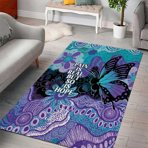 Australia Indigenous Teal Purple Contemporary Aboriginal Art Area Rug Hope Is Real