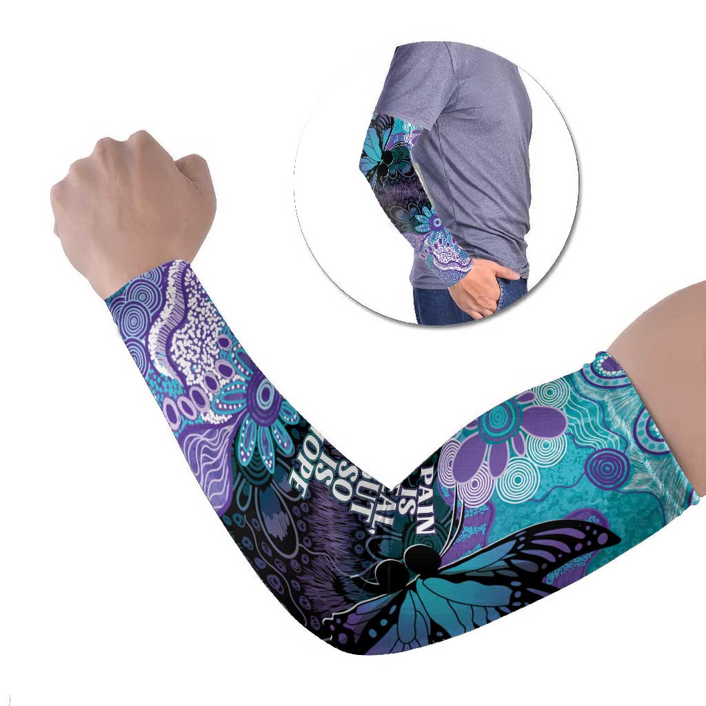 Australia Indigenous Teal Purple Contemporary Aboriginal Art Arm Sleeves Hope Is Real