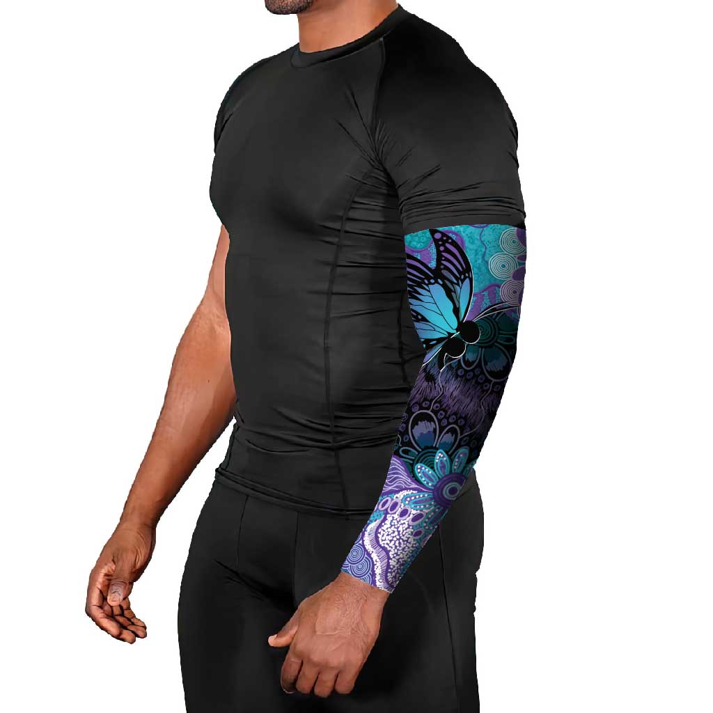 Australia Indigenous Teal Purple Contemporary Aboriginal Art Arm Sleeves Hope Is Real
