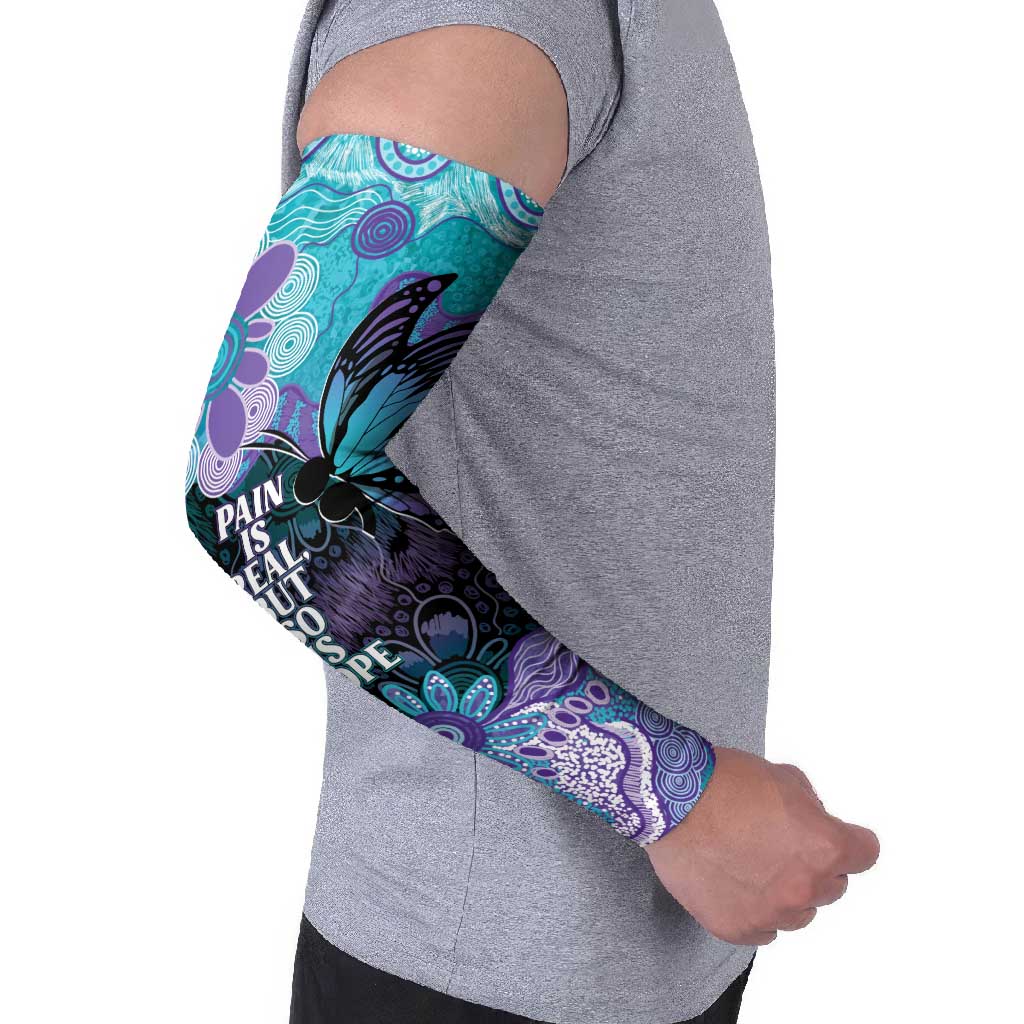 Australia Indigenous Teal Purple Contemporary Aboriginal Art Arm Sleeves Hope Is Real