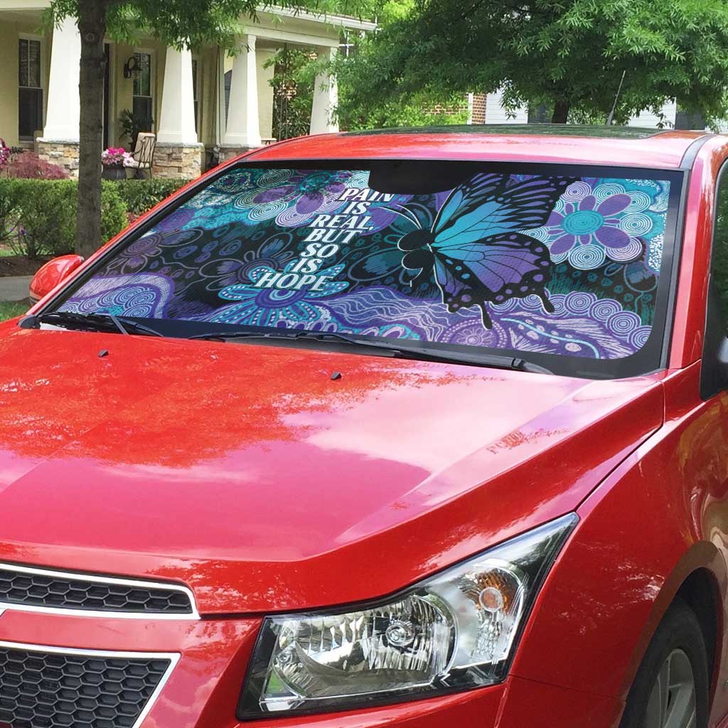 Australia Indigenous Teal Purple Contemporary Aboriginal Art Auto Sun Shade Hope Is Real