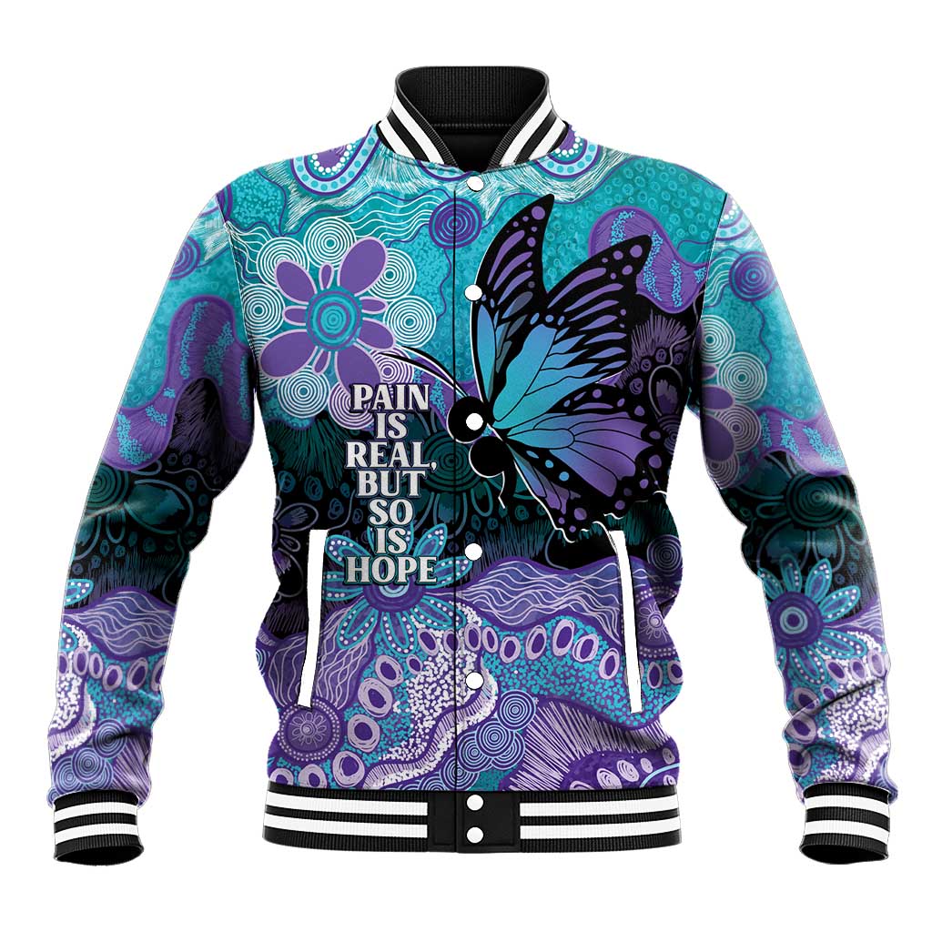 Australia Indigenous Teal Purple Contemporary Aboriginal Art Baseball Jacket Hope Is Real