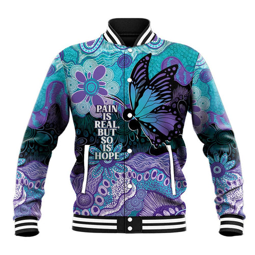 Australia Indigenous Teal Purple Contemporary Aboriginal Art Baseball Jacket Hope Is Real