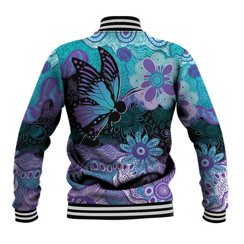 Australia Indigenous Teal Purple Contemporary Aboriginal Art Baseball Jacket Hope Is Real