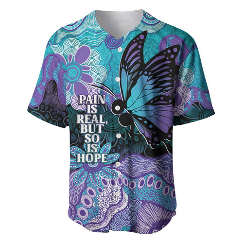 Australia Indigenous Teal Purple Contemporary Aboriginal Art Baseball Jersey Hope Is Real