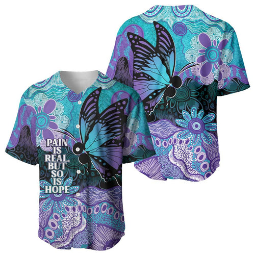 Australia Indigenous Teal Purple Contemporary Aboriginal Art Baseball Jersey Hope Is Real