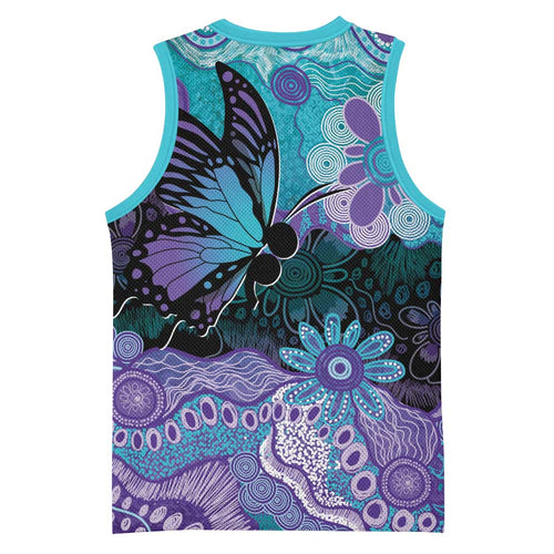 Australia Indigenous Teal Purple Contemporary Aboriginal Art Basketball Jersey Hope Is Real