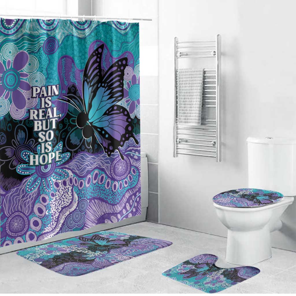 Australia Indigenous Teal Purple Contemporary Aboriginal Art Bathroom Set Hope Is Real