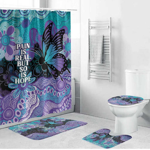 Australia Indigenous Teal Purple Contemporary Aboriginal Art Bathroom Set Hope Is Real