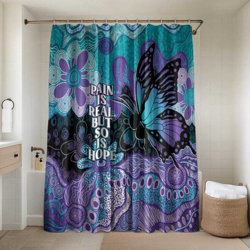 Australia Indigenous Teal Purple Contemporary Aboriginal Art Bathroom Set Hope Is Real