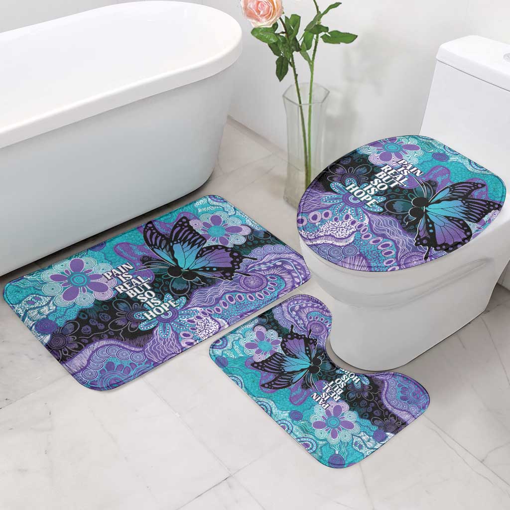 Australia Indigenous Teal Purple Contemporary Aboriginal Art Bathroom Set Hope Is Real