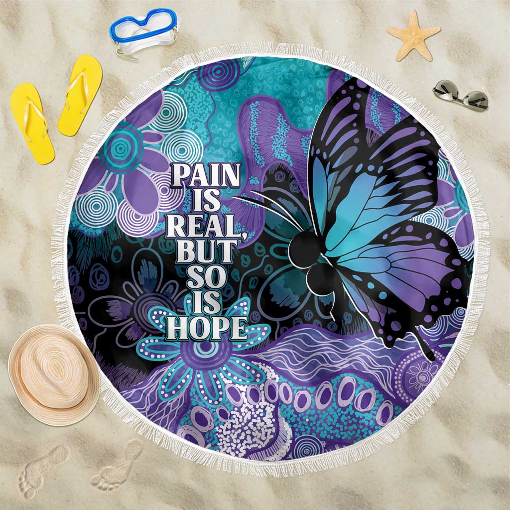 Australia Indigenous Teal Purple Contemporary Aboriginal Art Beach Blanket Hope Is Real