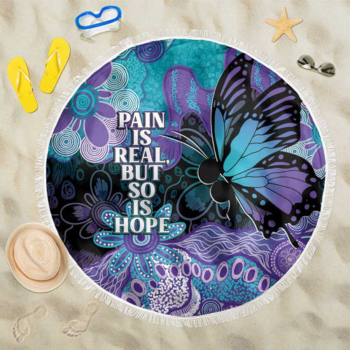 Australia Indigenous Teal Purple Contemporary Aboriginal Art Beach Blanket Hope Is Real