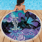 Australia Indigenous Teal Purple Contemporary Aboriginal Art Beach Blanket Hope Is Real