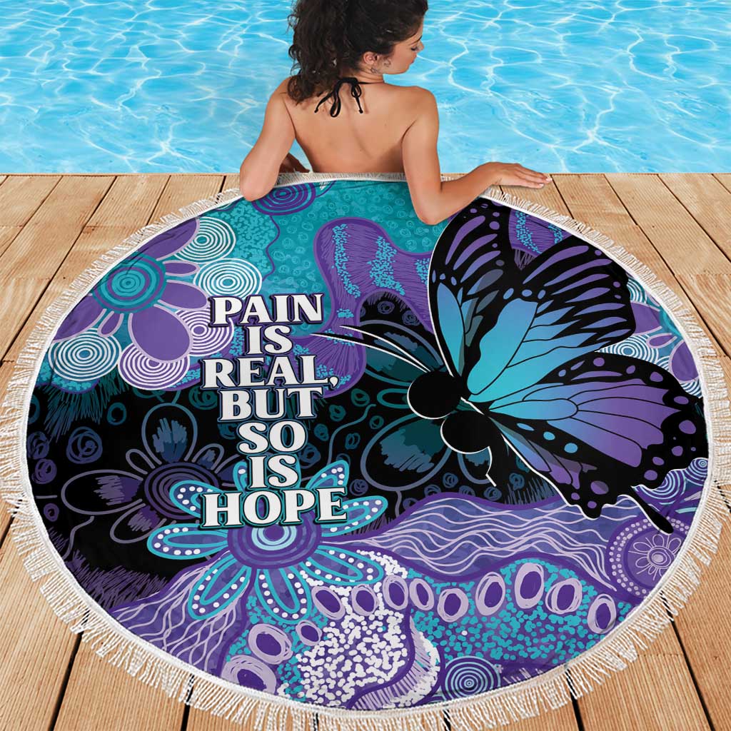 Australia Indigenous Teal Purple Contemporary Aboriginal Art Beach Blanket Hope Is Real