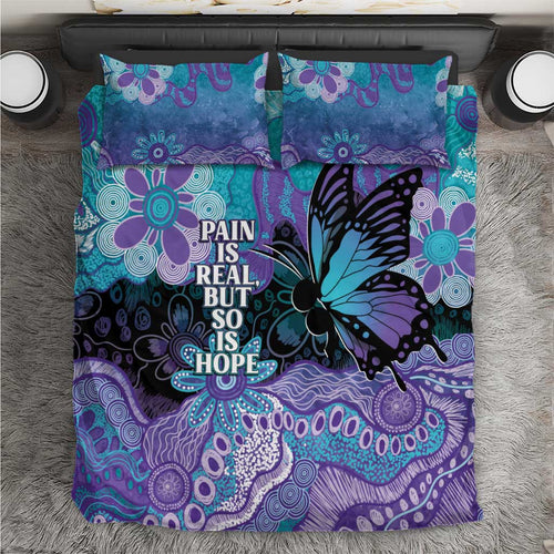 Australia Indigenous Teal Purple Contemporary Aboriginal Art Bedding Set Hope Is Real
