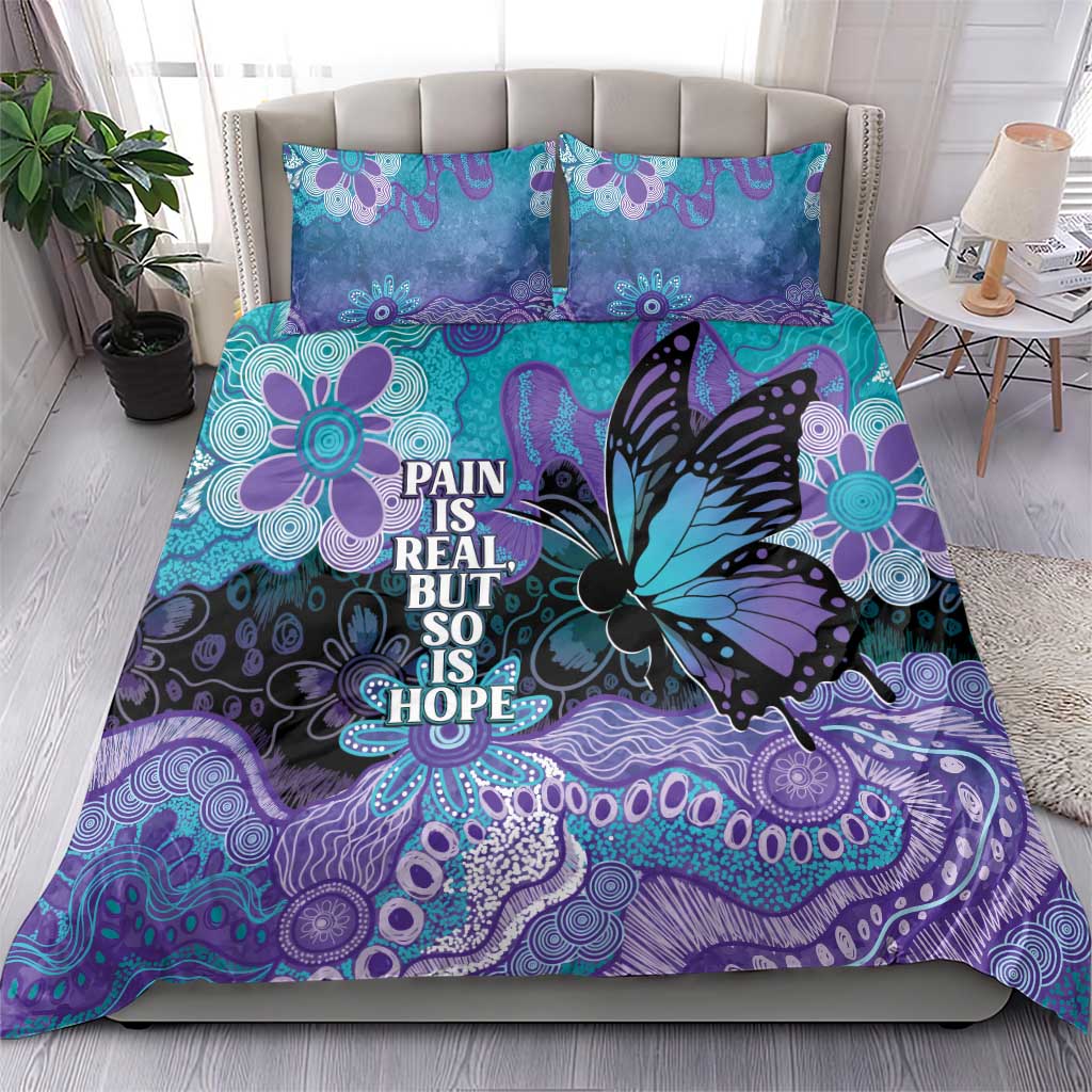 Australia Indigenous Teal Purple Contemporary Aboriginal Art Bedding Set Hope Is Real