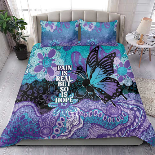 Australia Indigenous Teal Purple Contemporary Aboriginal Art Bedding Set Hope Is Real