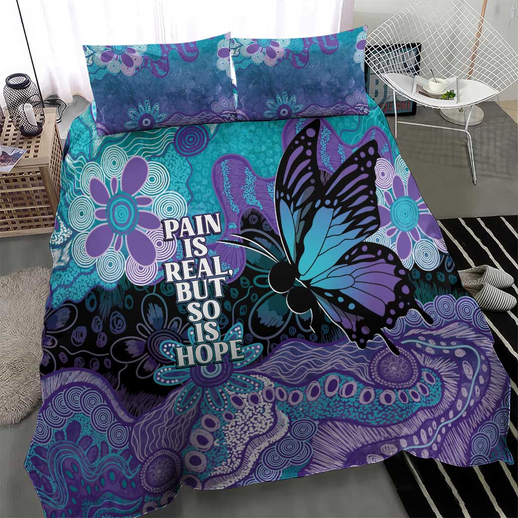 Australia Indigenous Teal Purple Contemporary Aboriginal Art Bedding Set Hope Is Real