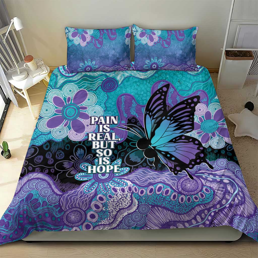 Australia Indigenous Teal Purple Contemporary Aboriginal Art Bedding Set Hope Is Real