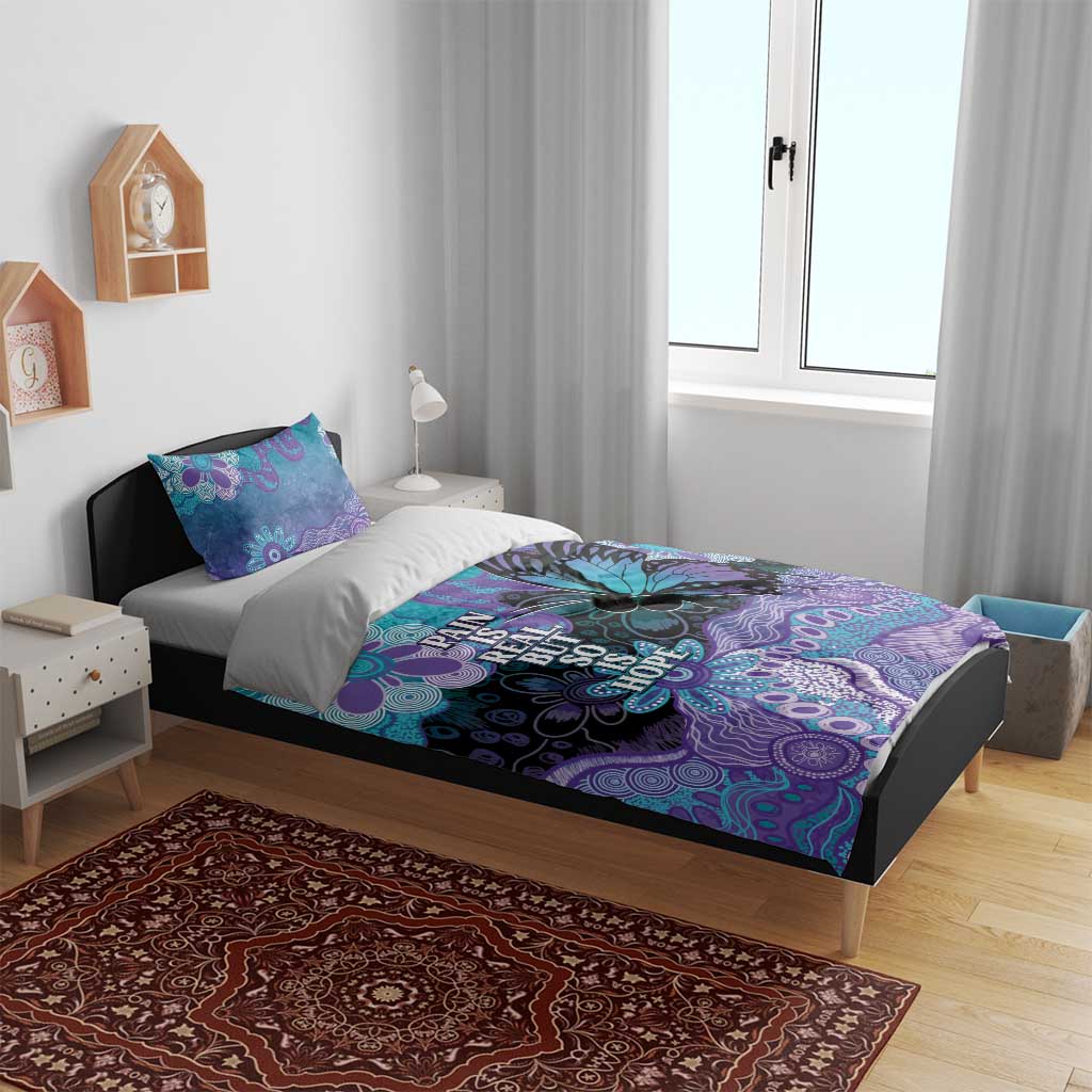 Australia Indigenous Teal Purple Contemporary Aboriginal Art Bedding Set Hope Is Real